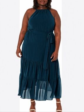 NWT City Chic Love Halter Maxi Dress In Petrol Size XXL